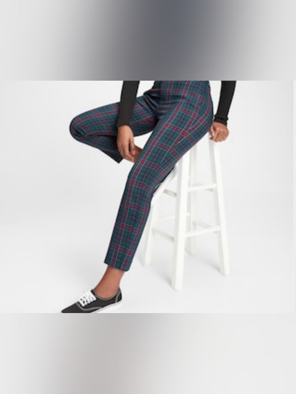 Gap Slim Ankle Pants Size 6 Plaid Flat Front High Rise Green Red Tartan Preppy